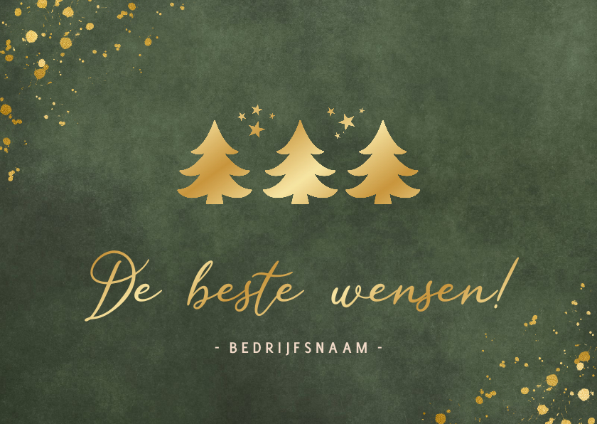 Zakelijke kerstkaarten - Zakelijke groene kerstkaart met kerstboompjes