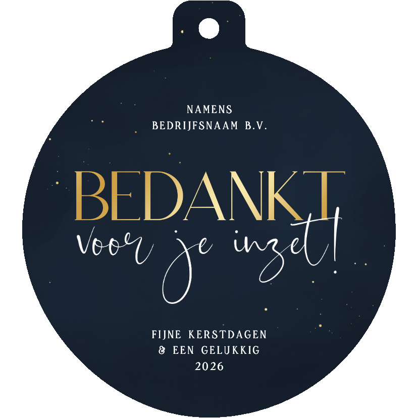 Zakelijke kaart blauw bedankt voor je inzet kerstbalvorm - Zakelijke kerstkaarten Zakelijke kerstkaarten - Zakelijke kaart blauw bedankt voor je inzet kerstbalvorm