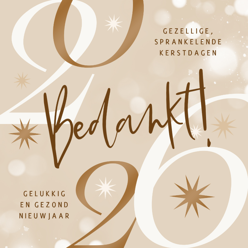 Zakelijke kerstkaarten - Zakelijke kerst en nieuwjaarskaart 2026 bedankt sterren