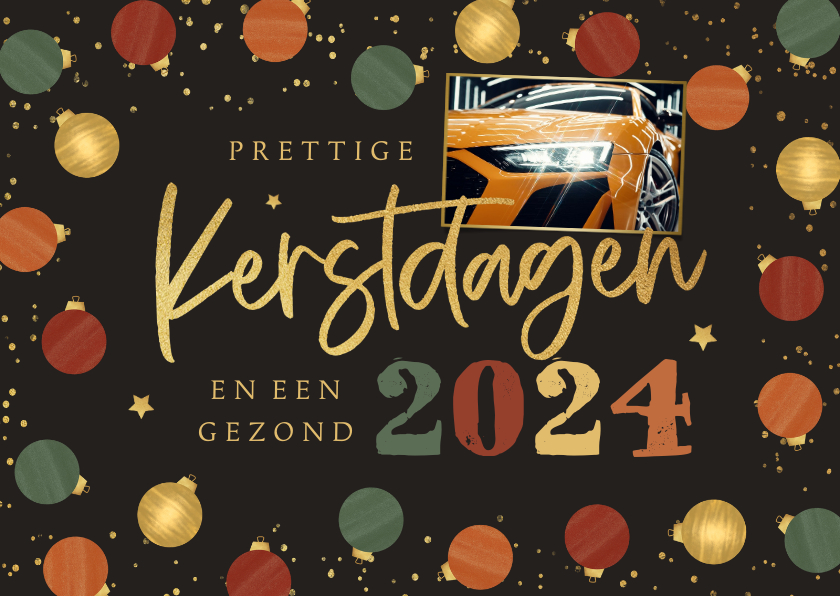 Zakelijke kerst en nieuwjaarskaart kerstballen goud foto - Zakelijke kerstkaarten Zakelijke kerstkaarten - Zakelijke kerst en nieuwjaarskaart kerstballen goud foto