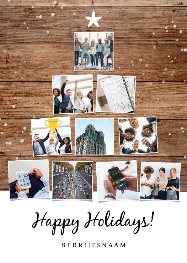 zakelijke kerst en nieuwjaarskaart met fotocollage kerstboom - Zakelijke kerstkaarten Zakelijke kerstkaarten - zakelijke kerst en nieuwjaarskaart met fotocollage kerstboom