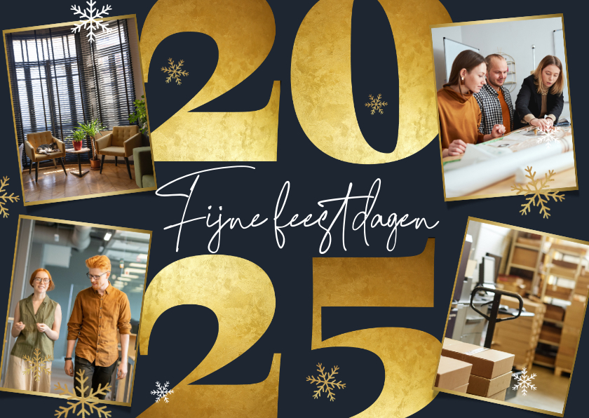 Zakelijke kerst kaart 2025 goud eigen foto