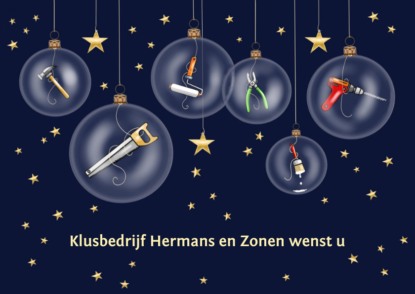 Zakelijke kerst - kerstballen met gereedschap - Zakelijke kerstkaarten Zakelijke kerstkaarten - Zakelijke kerst - kerstballen met gereedschap