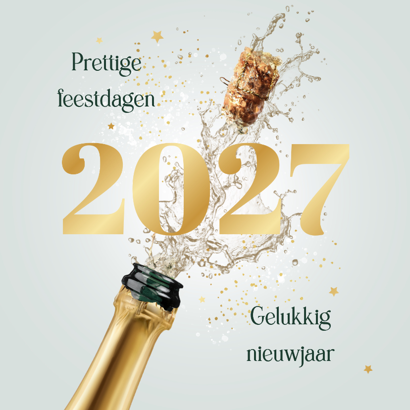 Zakelijke kerstkaarten - Zakelijke kerstgroet 2027 kerstkaart met champagne