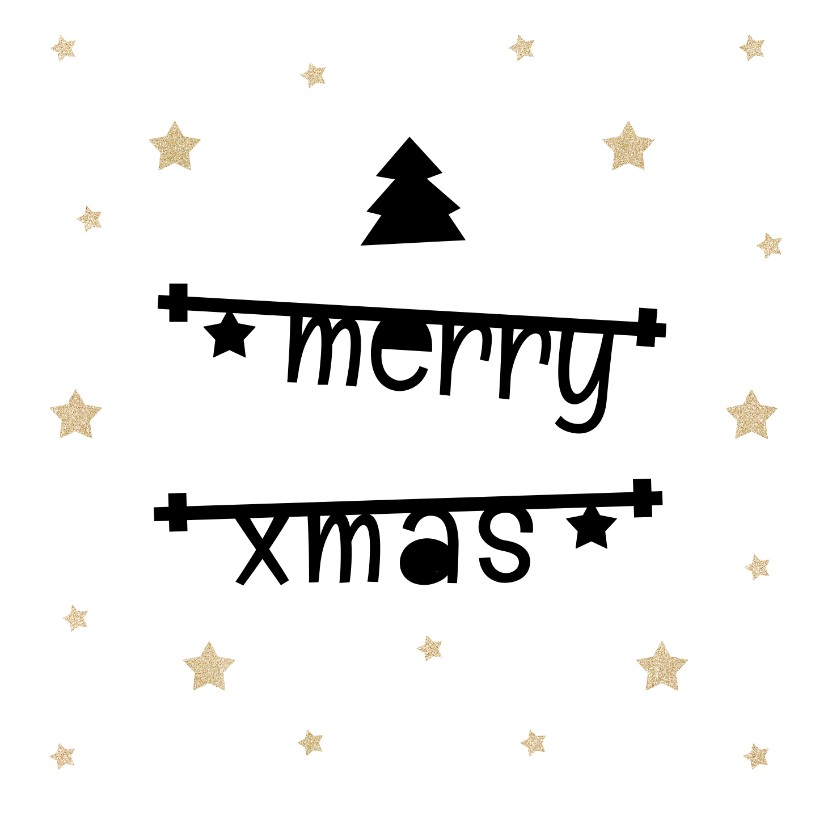 Zakelijke kerstkaart 2019 met tekstslingers, sterren en logo - Zakelijke kerstkaarten Zakelijke kerstkaarten - Zakelijke kerstkaart 2019 met tekstslingers, sterren en logo
