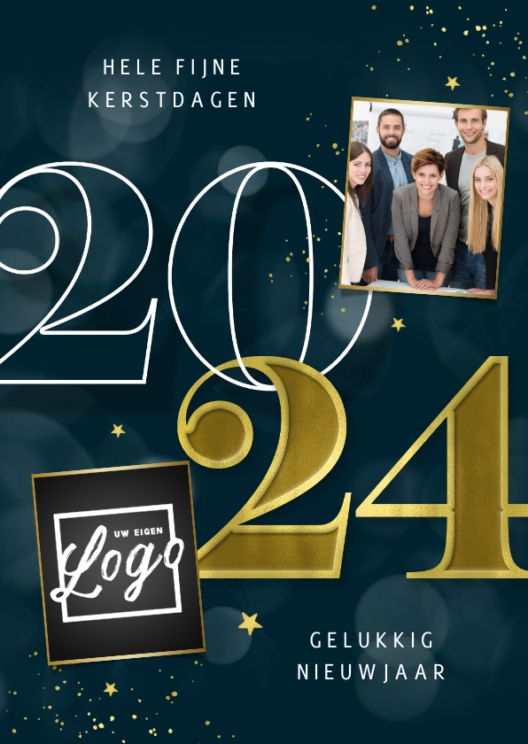 Zakelijke kerstkaart 2024 foto logo beste Kaartje2go