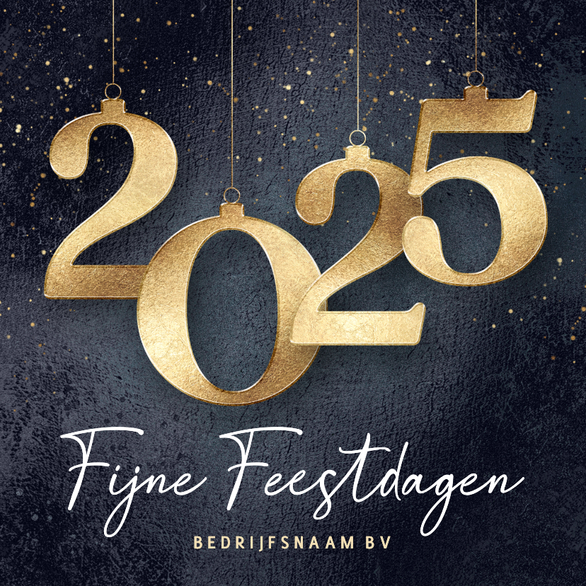 Zakelijke kerstkaart 2025 goud met zwart Kaartje2go
