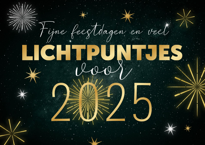 Zakelijke kerstkaart 2025 vuurwerk lichtpuntjes Kaartje2go