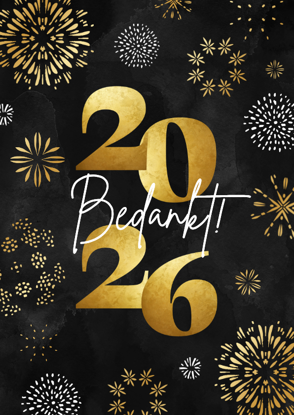 Zakelijke kerstkaart 2026 bedankt vuurwerk goud hip - Zakelijke kerstkaarten Zakelijke kerstkaarten - Zakelijke kerstkaart 2026 bedankt vuurwerk goud hip