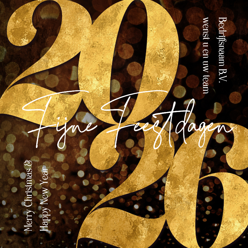 Zakelijke kerstkaart 2026 goud sparkle fijne feestdagen - Zakelijke kerstkaarten Zakelijke kerstkaarten - Zakelijke kerstkaart 2026 goud sparkle fijne feestdagen