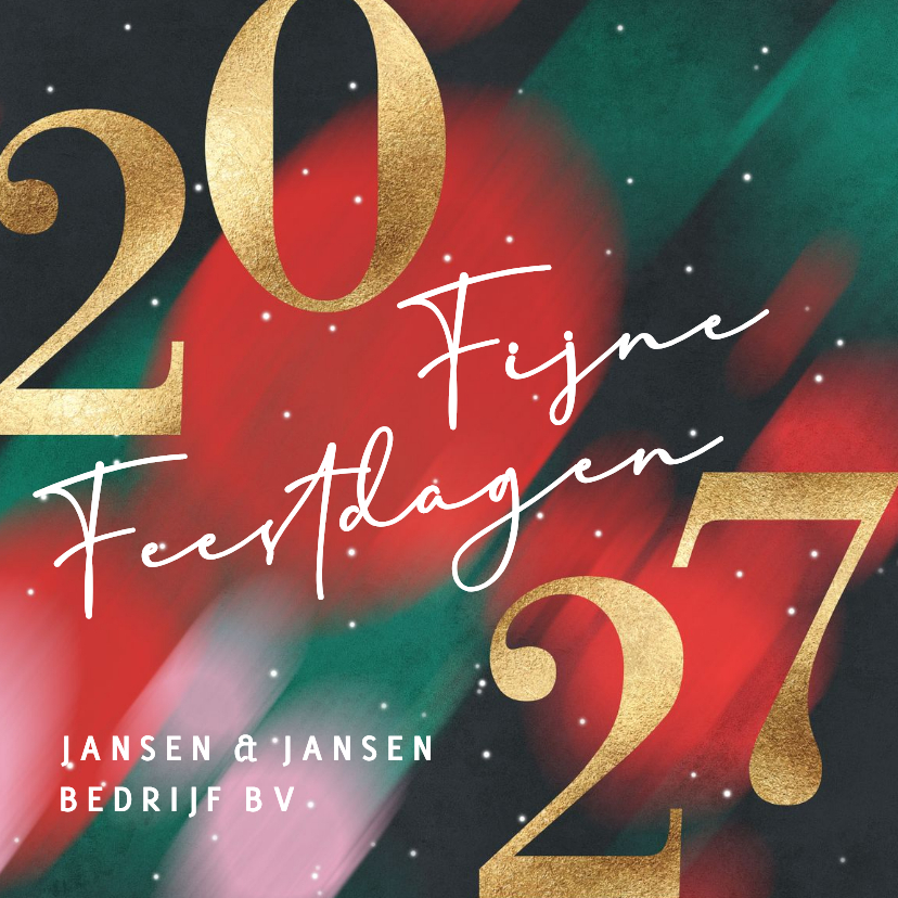Zakelijke kerstkaarten - Zakelijke kerstkaart 2027 groen en rood bedankt