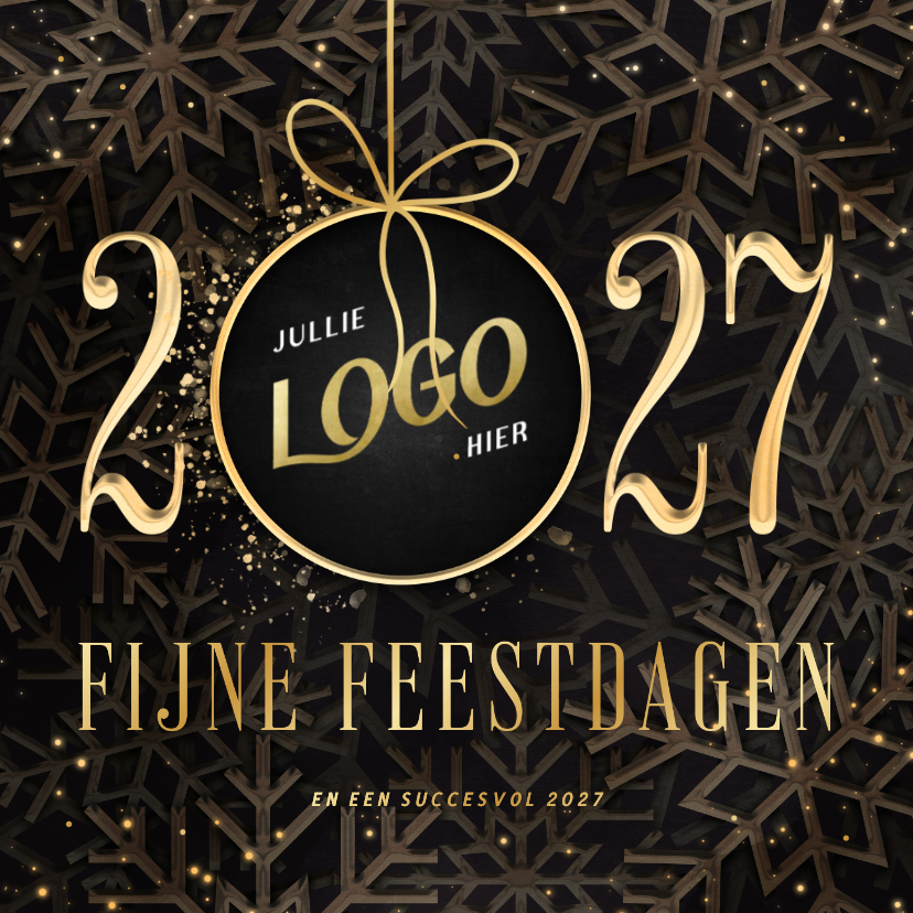 Zakelijke kerstkaart 2027 met foto kerstbal en sneeuw - Zakelijke kerstkaarten Zakelijke kerstkaarten - Zakelijke kerstkaart 2027 met foto kerstbal en sneeuw