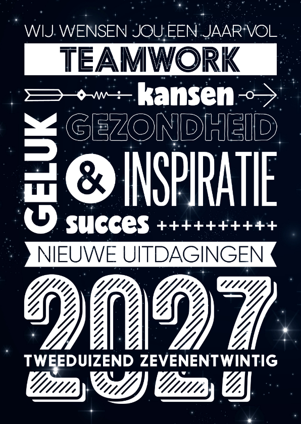 Zakelijke kerstkaarten - Zakelijke kerstkaart 2027 typografie sterretjes