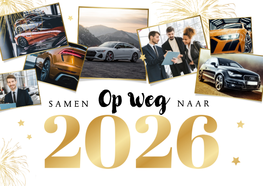 Zakelijke kerstkaarten - Zakelijke kerstkaart autobranche fotocollage foto's 2026