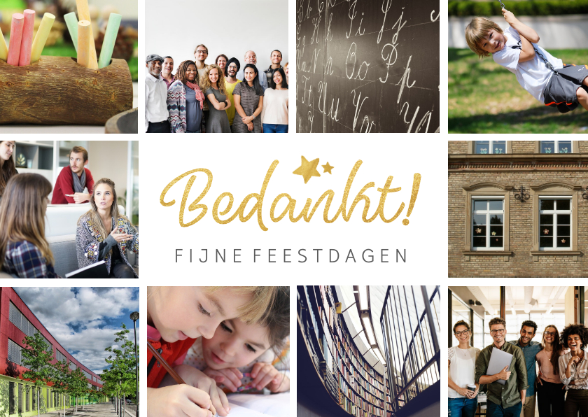 Zakelijke kerstkaart bedankje medewerkers met goud 'bedankt' - Zakelijke kerstkaarten Zakelijke kerstkaarten - Zakelijke kerstkaart bedankje medewerkers met goud 'bedankt'