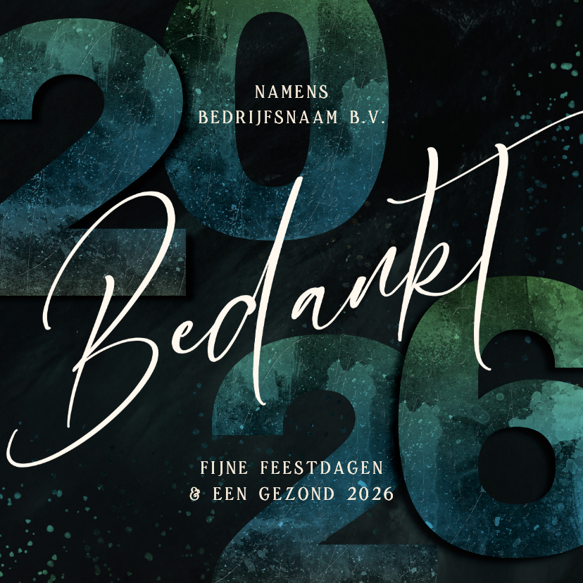 Zakelijke kerstkaarten - Zakelijke kerstkaart bedankt 2026 groen blauw 