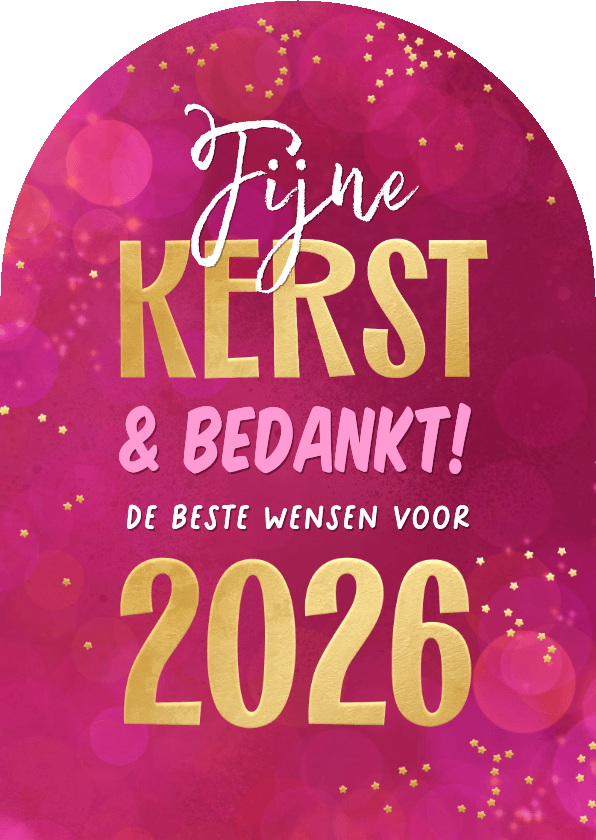 Zakelijke kerstkaarten - Zakelijke kerstkaart bedankt 2027 goud roze kerst boogvorm