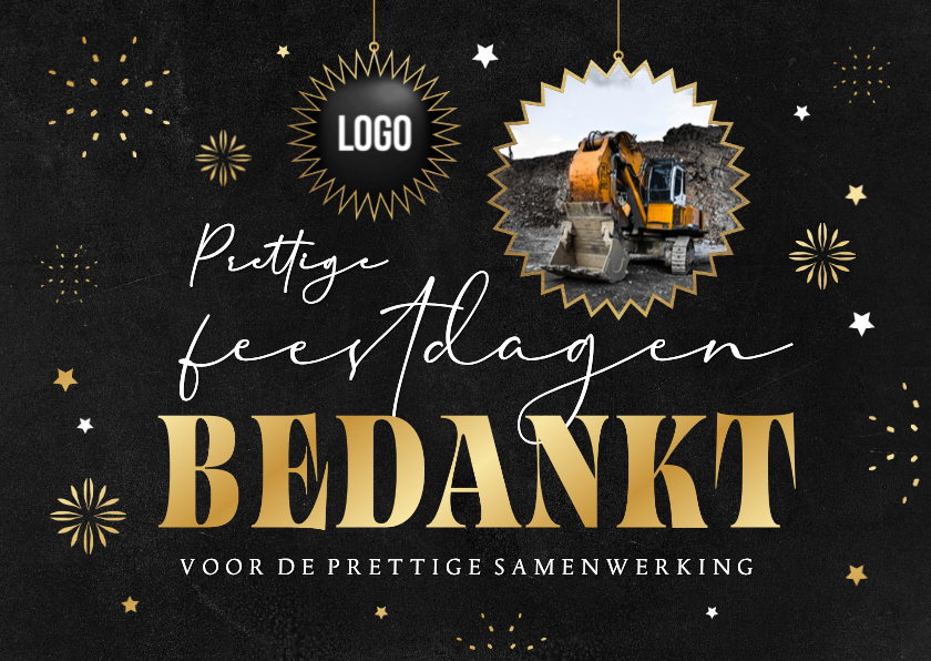 Zakelijke kerstkaarten - Zakelijke kerstkaart bedankt fijne feestdagen foto logo ster