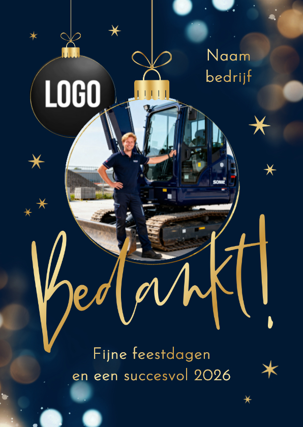 Zakelijke kerstkaart bedankt logo kerstbal sprankelend ster - Zakelijke kerstkaarten Zakelijke kerstkaarten - Zakelijke kerstkaart bedankt logo kerstbal sprankelend ster