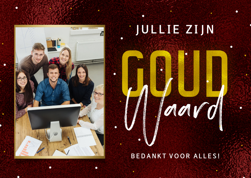 Zakelijke kerstkaarten - Zakelijke kerstkaart bedankt voor alles goud rood foto