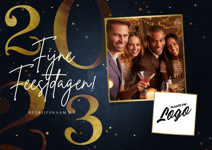 Zakelijke kerstkaart bedrijfslogo 2022 goud fijne feestdagen - Zakelijke kerstkaarten Zakelijke kerstkaarten - Zakelijke kerstkaart bedrijfslogo 2022 goud fijne feestdagen