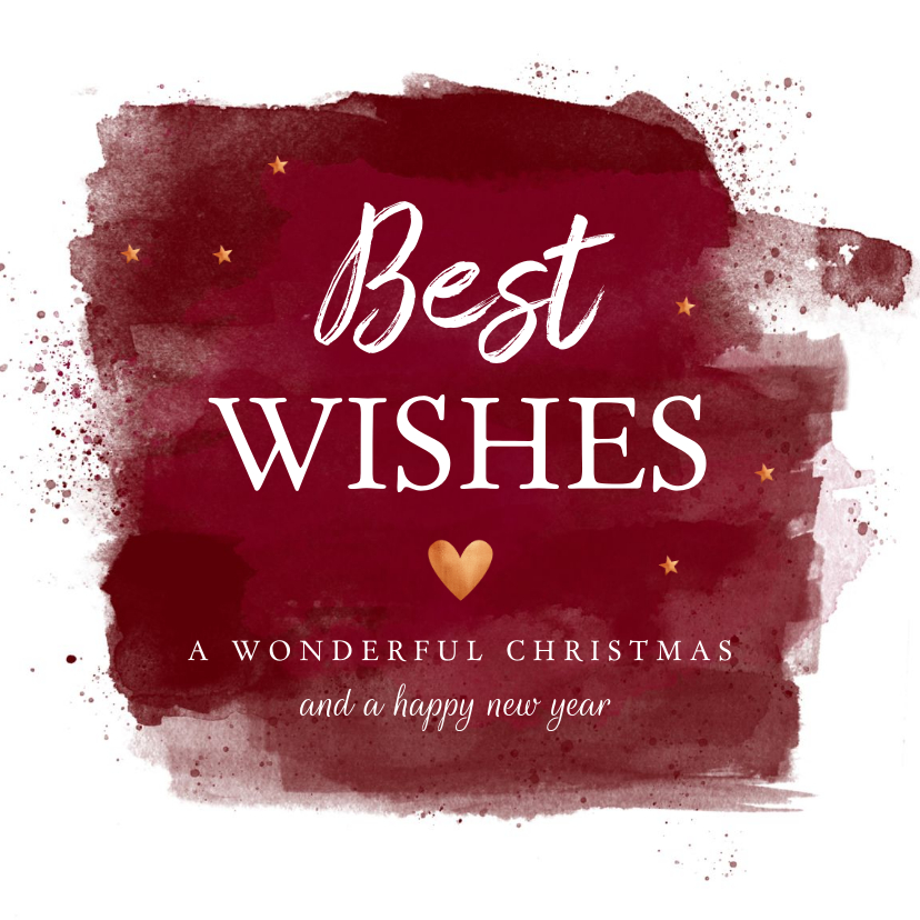 Zakelijke kerstkaart bordeauxrood waterverf - Zakelijke kerstkaarten Zakelijke kerstkaarten - Zakelijke kerstkaart bordeauxrood waterverf