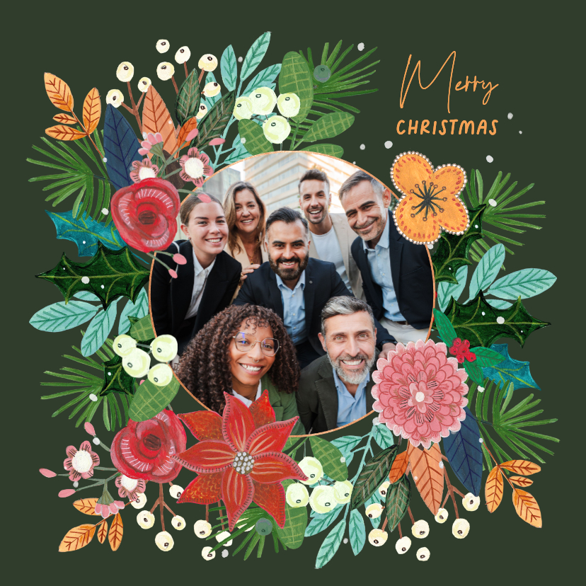 Zakelijke kerstkaart botanische kerstster bloemen - Zakelijke kerstkaarten Zakelijke kerstkaarten - Zakelijke kerstkaart botanische kerstster bloemen