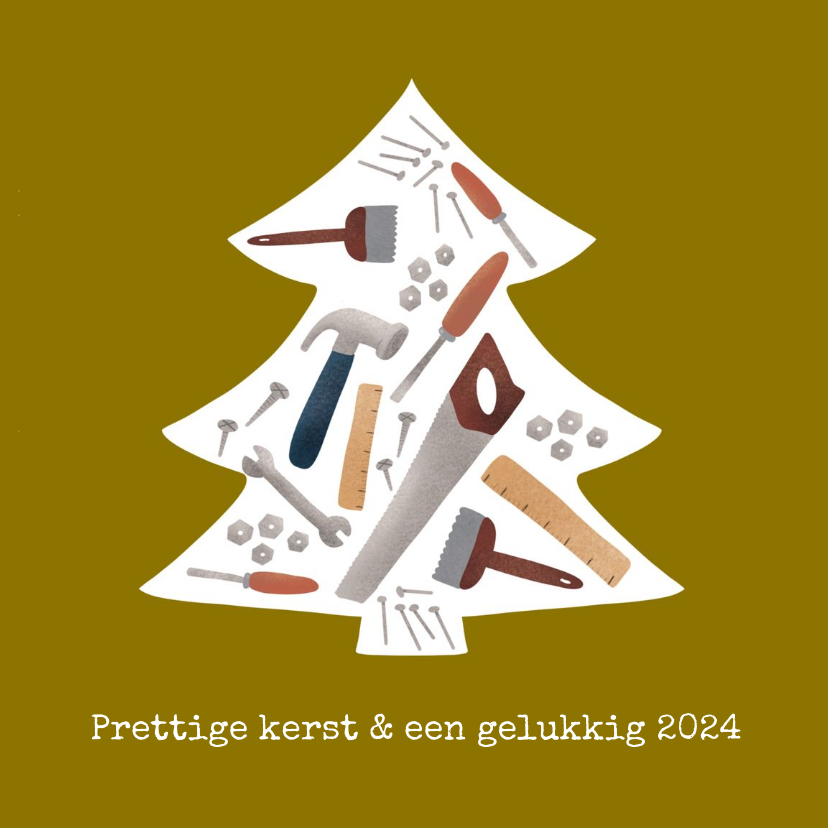 Zakelijke kerstkaarten - Zakelijke kerstkaart bouwbedrijf en klusbedrijf gereedschap