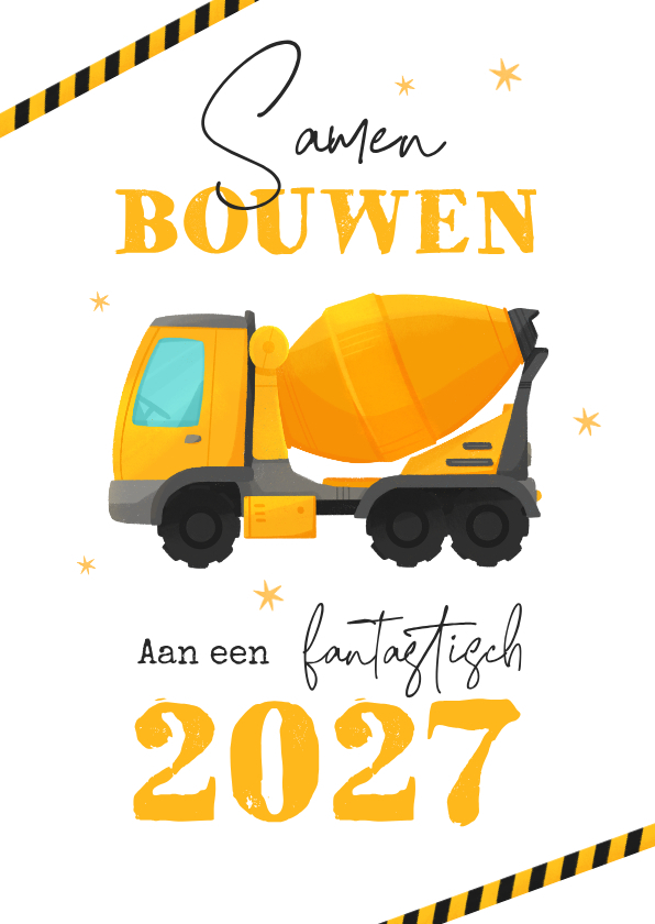 Zakelijke kerstkaart bouwvak illustratie 2027 - Zakelijke kerstkaarten Zakelijke kerstkaarten - Zakelijke kerstkaart bouwvak illustratie 2027