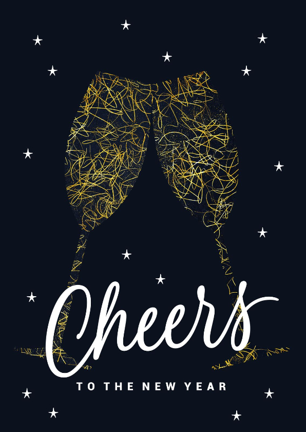 Zakelijke kerstkaart champagne glazen Cheers - Zakelijke kerstkaarten Zakelijke kerstkaarten - Zakelijke kerstkaart champagne glazen Cheers