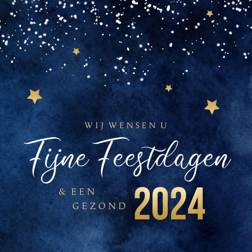 Zakelijke kerstkaart chic blauw sterren goud - Zakelijke kerstkaarten Zakelijke kerstkaarten - Zakelijke kerstkaart chic blauw sterren goud