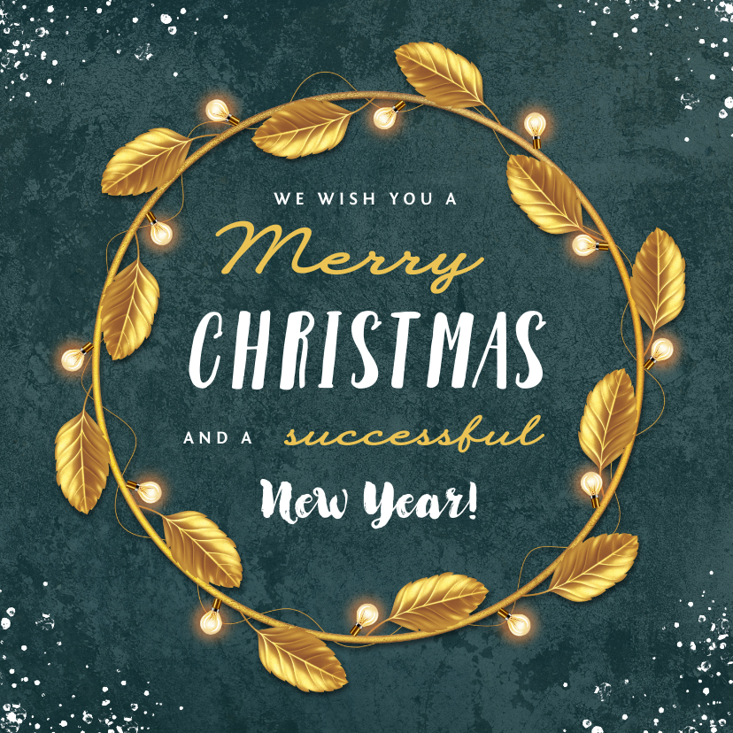 Zakelijke kerstkaart chique stijlvol krans goud foto - Zakelijke kerstkaarten Zakelijke kerstkaarten - Zakelijke kerstkaart chique stijlvol krans goud foto
