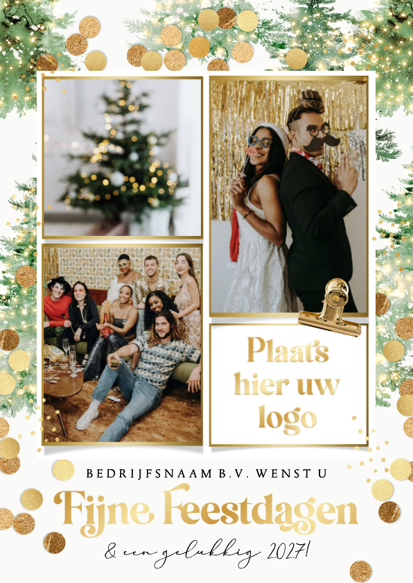 Zakelijke kerstkaart collage kerstbomen kerstlichtjes goud - Zakelijke kerstkaarten Zakelijke kerstkaarten - Zakelijke kerstkaart collage kerstbomen kerstlichtjes goud