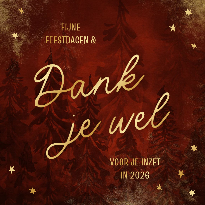 Zakelijke kerstkaart dankjewel met kerstbomen en sterren - Zakelijke kerstkaarten Zakelijke kerstkaarten - Zakelijke kerstkaart dankjewel met kerstbomen en sterren