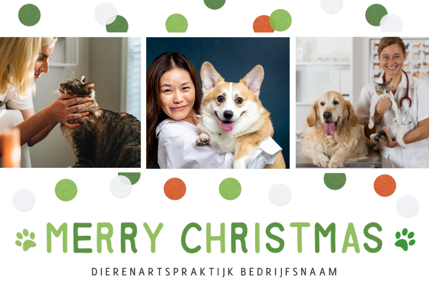 Zakelijke kerstkaart dieren thema met rood groene confetti - Zakelijke kerstkaarten Zakelijke kerstkaarten - Zakelijke kerstkaart dieren thema met rood groene confetti