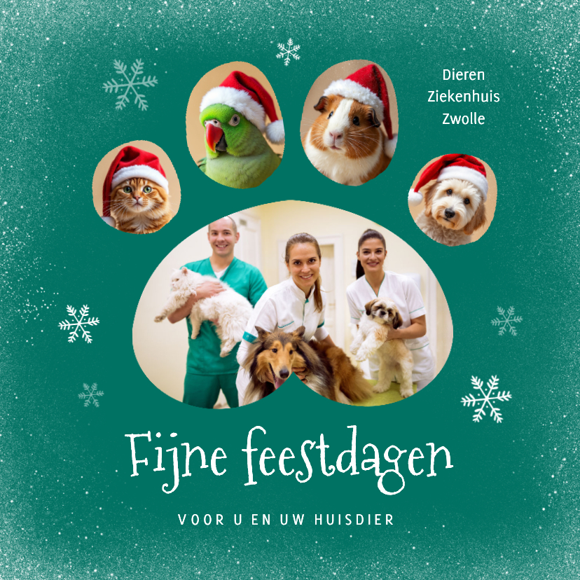 Zakelijke kerstkaart dierenarts pootafdruk foto sneeuw - Zakelijke kerstkaarten Zakelijke kerstkaarten - Zakelijke kerstkaart dierenarts pootafdruk foto sneeuw