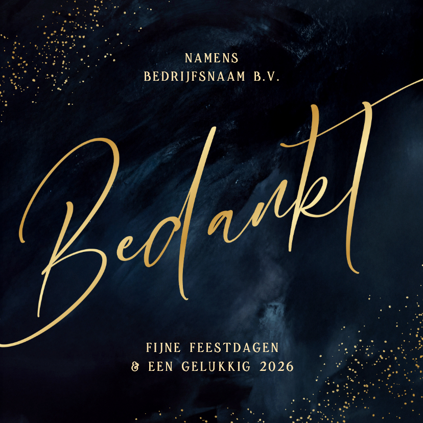 Zakelijke kerstkaarten - Zakelijke kerstkaart donkerblauw bedankt waterverf