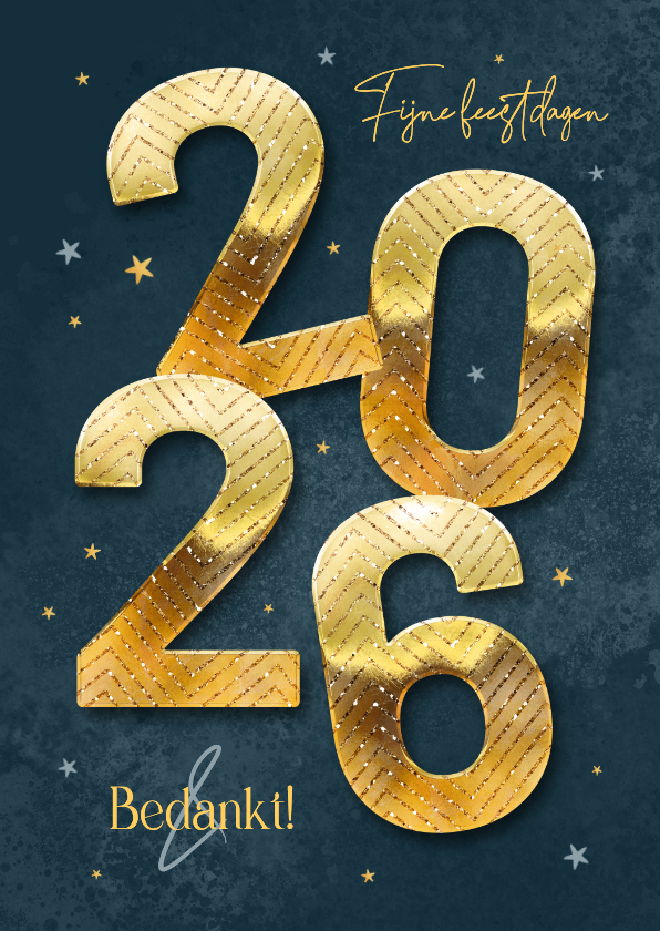 Zakelijke kerstkaart fijne feestdagen 2026 goud sterren - Zakelijke kerstkaarten Zakelijke kerstkaarten - Zakelijke kerstkaart fijne feestdagen 2026 goud sterren