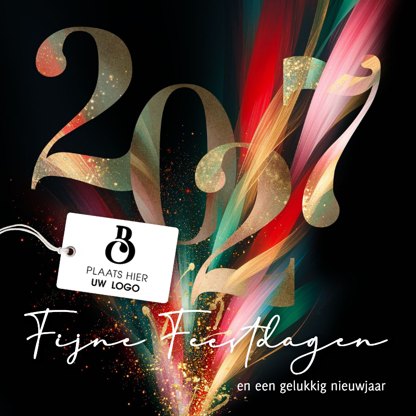 Zakelijke kerstkaart fijne feestdagen 2027 met eigen logo - Zakelijke kerstkaarten Zakelijke kerstkaarten - Zakelijke kerstkaart fijne feestdagen 2027 met eigen logo
