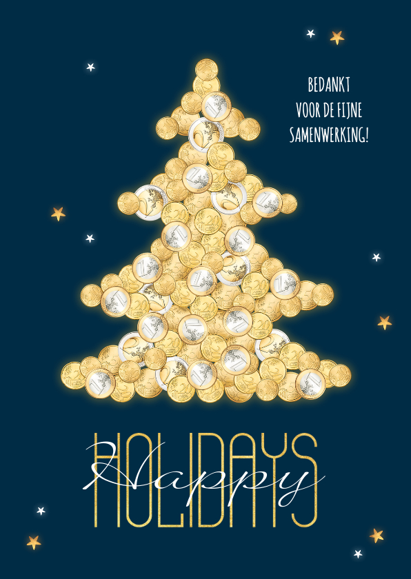 Zakelijke kerstkaart financieel geld kerstboom goud sterren - Zakelijke kerstkaarten Zakelijke kerstkaarten - Zakelijke kerstkaart financieel geld kerstboom goud sterren