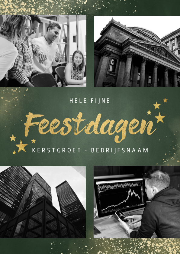 Zakelijke kerstkaarten - Zakelijke kerstkaart financiële branche met foto's en goud