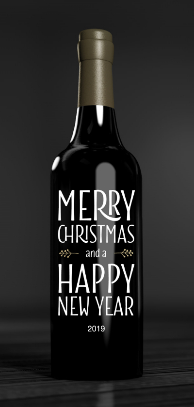 Zakelijke kerstkaart fles wijn - Zakelijke kerstkaarten Zakelijke kerstkaarten - Zakelijke kerstkaart fles wijn