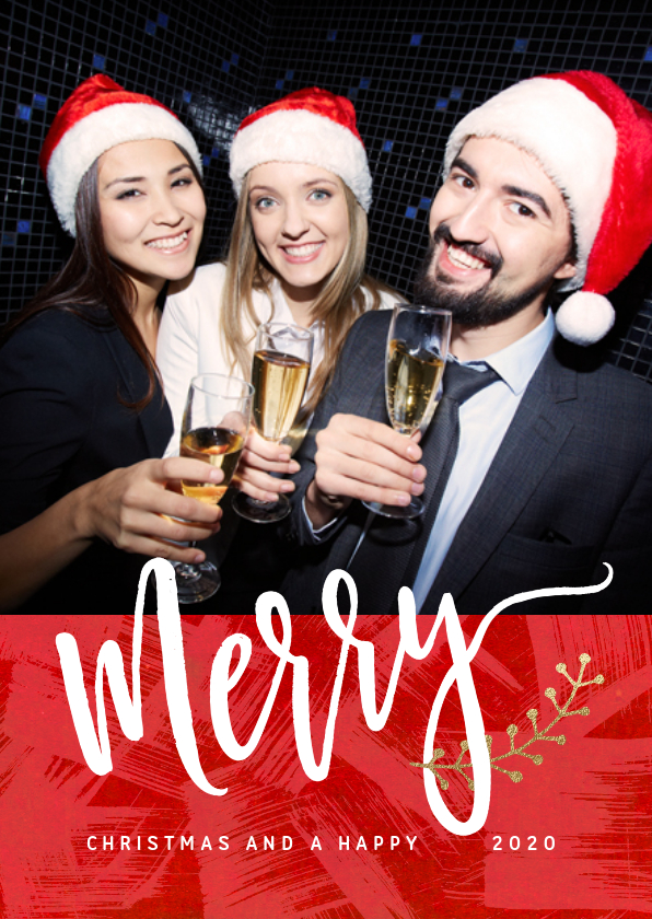 Zakelijke kerstkaart foto groot Merry - Zakelijke kerstkaarten Zakelijke kerstkaarten - Zakelijke kerstkaart foto groot Merry