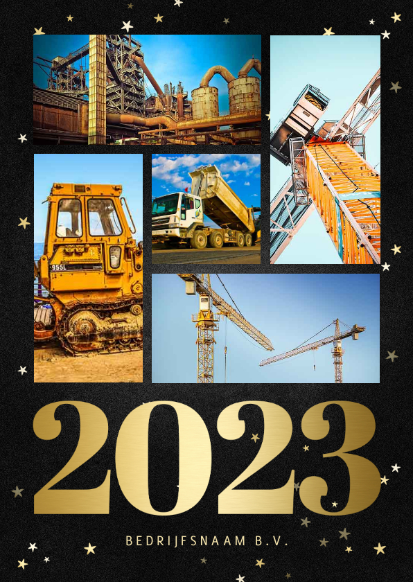 Zakelijke kerstkaart fotocollage met gouden 2022 en sterren - Zakelijke kerstkaarten Zakelijke kerstkaarten - Zakelijke kerstkaart fotocollage met gouden 2022 en sterren