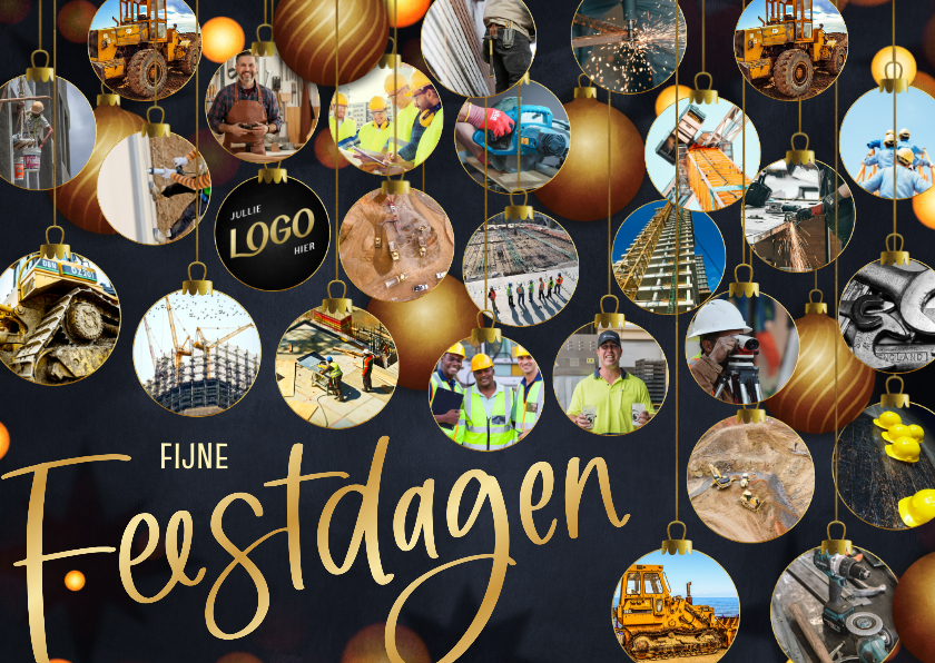 Zakelijke kerstkaarten - Zakelijke kerstkaart fotocollage van 27 kerstballen