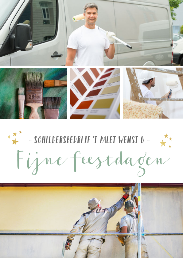 Zakelijke kerstkaart fotocollage voor een schilder 5 foto's - Zakelijke kerstkaarten Zakelijke kerstkaarten - Zakelijke kerstkaart fotocollage voor een schilder 5 foto's