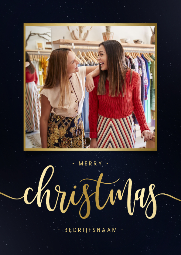 Zakelijke kerstkaart galaxy met gouden accenten en foto - Zakelijke kerstkaarten Zakelijke kerstkaarten - Zakelijke kerstkaart galaxy met gouden accenten en foto