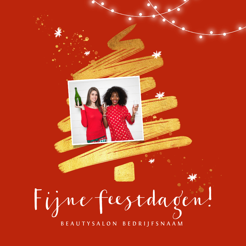 Zakelijke kerstkaart goud kerstboom foto sterren - Zakelijke kerstkaarten Zakelijke kerstkaarten - Zakelijke kerstkaart goud kerstboom foto sterren
