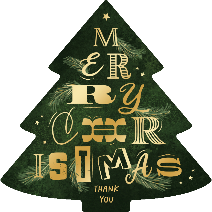 Zakelijke kerstkaart goud kerstboom merry christmas - Zakelijke kerstkaarten Zakelijke kerstkaarten - Zakelijke kerstkaart goud kerstboom merry christmas