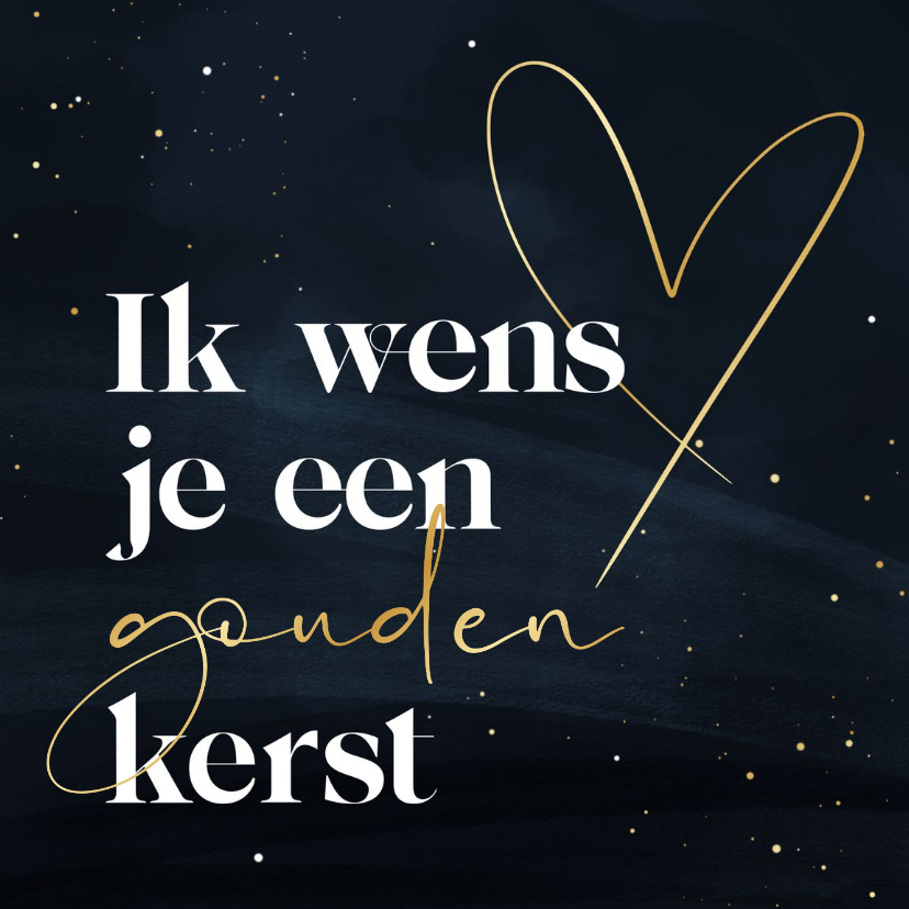 Zakelijke kerstkaart gouden kerst donkerblauw met hart - Zakelijke kerstkaarten Zakelijke kerstkaarten - Zakelijke kerstkaart gouden kerst donkerblauw met hart